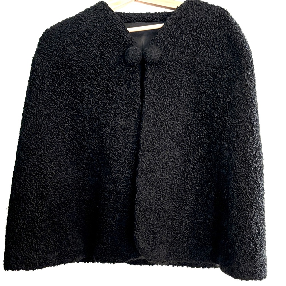 Vintage 1960s Shearling Fabric Cape